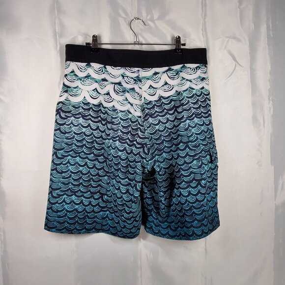 OP Board Shorts OPFLEX 4-Way Stretch Ocean Wave Swirls 1 Pocket Trunks Men Sz 34 - Picture 2 of 8